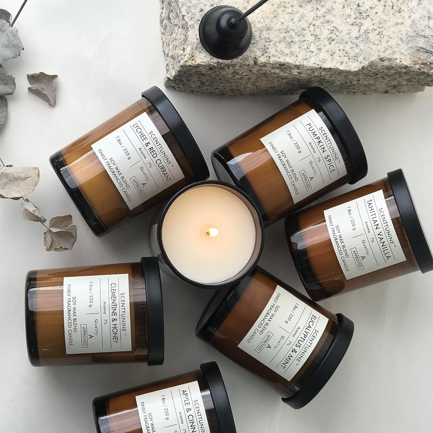 Scented Candle, Pure Natural Organic Soy Wax Candle Jar 40H Burn Time Aromatherapy Fall Candles for Home Scented Essential Halloween Decorations Gift, Pumpkin Spice 7.8OZ