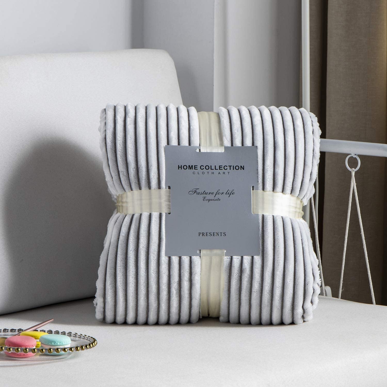 Sherpa Blanket Fleece Throw – 51X63, Grey & White – Soft, Plush, Fluffy, Fuzzy, Warm, Cozy, Thick – Perfect for Couch, Bed, Sofa, Chair - Christmas Blanket Gift for Winter