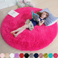 Hot Pink round Rugs 5Ft for Girls Bedroom, Fluffy Circle Area Rug for Kids Room Decor Aesthetic, Shag Plush Fuzzy Furry Carpet for Living Room, Nursery, Dorm, Classroom, Teen, Cute Princess Baby Rug